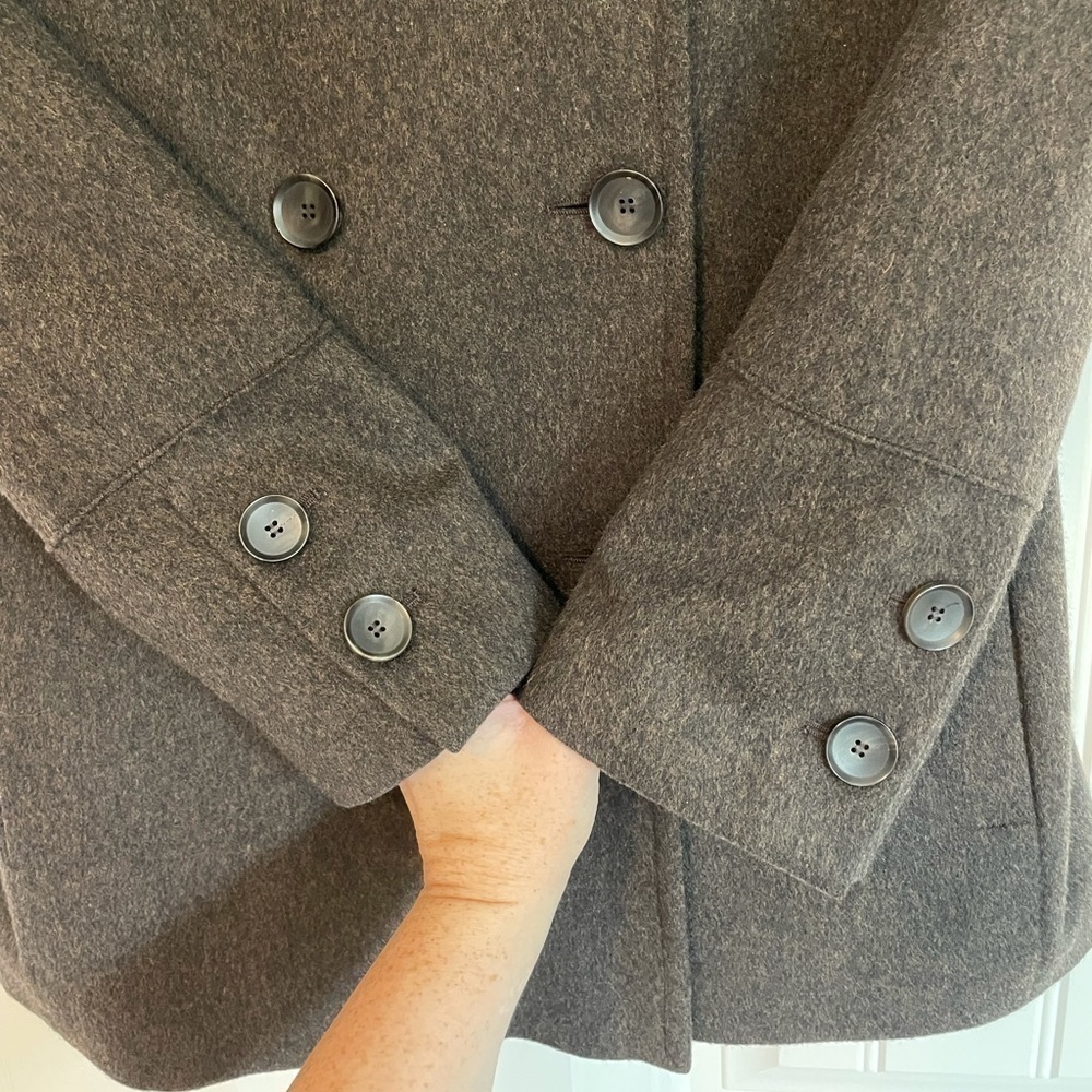 AKRIS PUNTO Wool Angora blend Brown Double Breasted Coat size 4 - Picture 3 of 15